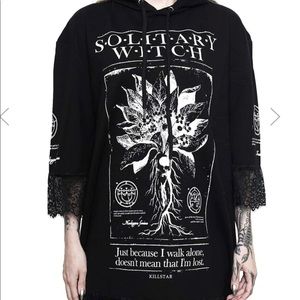 Solitary lace hooded top killstar